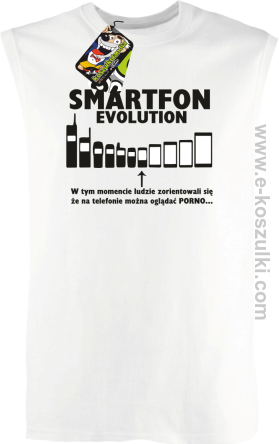 Smartfon evolution - bezrękawnik męski z nadrukiem - biały