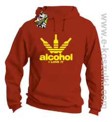 Alcohol i love it bottles -  bluza z kapturem pomarańczowa