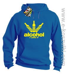 Alcohol i love it bottles -  bluza z kapturem niebieska
