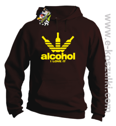 Alcohol i love it bottles -  bluza z kapturem brązowa