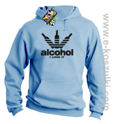 Alcohol i love it bottles -  bluza z kapturem błękitna