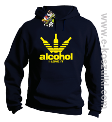 Alcohol i love it bottles -  bluza z kapturem granatowa