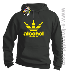 Alcohol i love it bottles -  bluza z kapturem szara