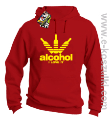 Alcohol i love it bottles -  bluza z kapturem czerwona