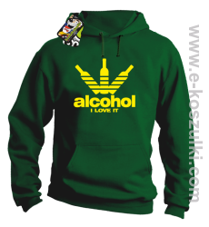 Alcohol i love it bottles -  bluza z kapturem zielona