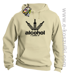 Alcohol i love it bottles -  bluza z kapturem beżowa