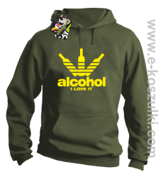 Alcohol i love it bottles -  bluza z kapturem khaki