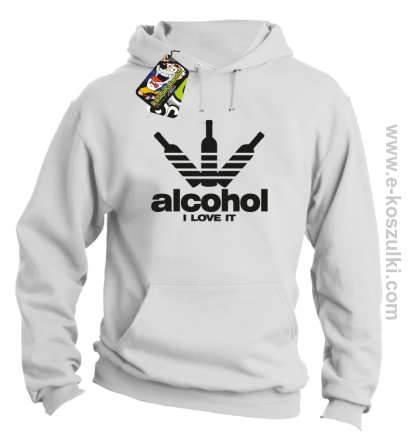 Alcohol i love it bottles -  bluza z kapturem biała
