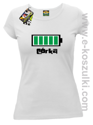 Córka Bateria 100% - koszulka damska taliowana biała