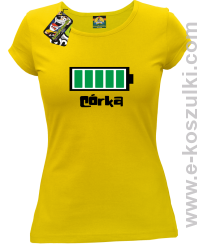Córka Bateria 100% - koszulka damska taliowana żółta