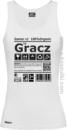 Gracz GAMER - top damski biały