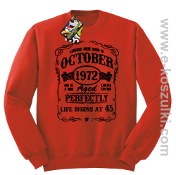 Legends were born in October Aged Perfectly Life Begins - z własną personalizacją - bluza bez kaptura STANDARD czerwona