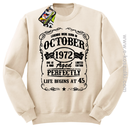 Legends were born in October Aged Perfectly Life Begins - z własną personalizacją - bluza bez kaptura STANDARD beżowa