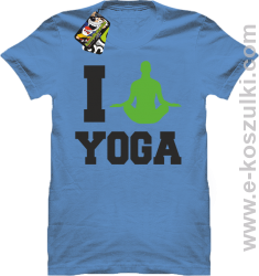 I love YOGA - koszulka z nadrukiem błękitny