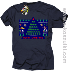 Merry Christmas Retro Games granatowy