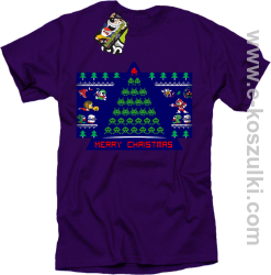 Merry Christmas Retro Games fioletowy