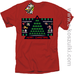 Merry Christmas Retro Games red