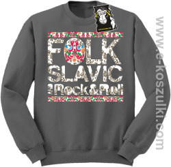 FOLK slavic and rock and roll - bluza słowiańska bez kaptura szara