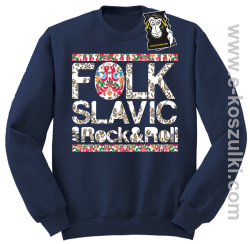 FOLK slavic and rock and roll - bluza słowiańska bez kaptura granatowa