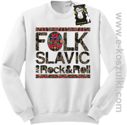 FOLK slavic and rock and roll - bluza słowiańska bez kaptura biała
