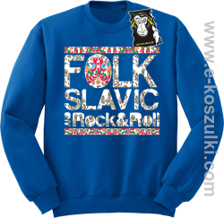FOLK slavic and rock and roll - bluza słowiańska bez kaptura niebieska