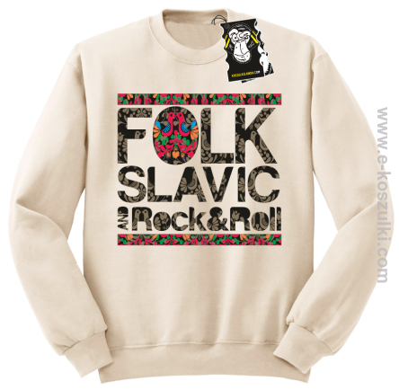 FOLK slavic and rock and roll - bluza słowiańska bez kaptura beżowa