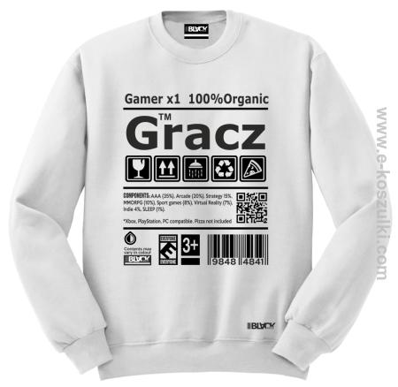 Gracz GAMER - bluza męska bez kaptura STANDARD 