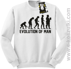 Evolution of man - zabawna bluza z nadrukiem bez kaptura biała