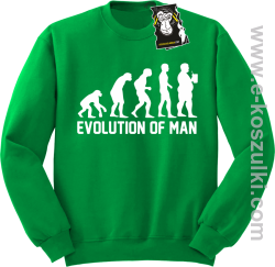 Evolution of man - zabawna bluza z nadrukiem bez kaptura zielona