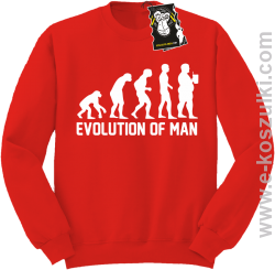 Evolution of man - zabawna bluza z nadrukiem bez kaptura czerwona