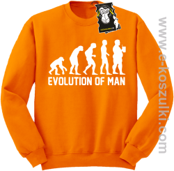 Evolution of man - zabawna bluza z nadrukiem bez kaptura pomarańczowa