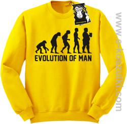 Evolution of man - zabawna bluza z nadrukiem bez kaptura żółta