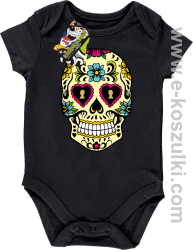 Floral Hearth Skull Design - body dziecięce czarne