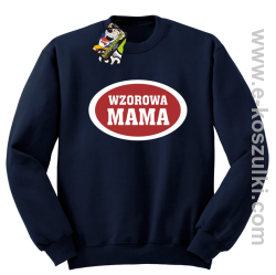 Wzorowa mama plakietka - bluza bez kaptura granatowa