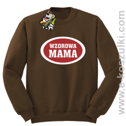 Wzorowa mama plakietka - bluza bez kaptura brązowa