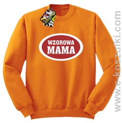 Wzorowa mama plakietka - bluza bez kaptura pomarańczwa