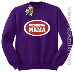 Wzorowa mama plakietka - bluza bez kaptura fioletowa