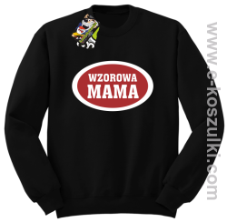 Wzorowa mama plakietka - bluza bez kaptura czarna