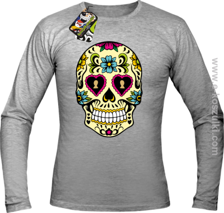 Floral Hearth Skull Design - longsleeve męski 