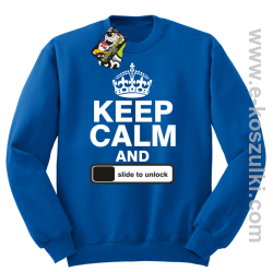 Keep calm and slide to unclock - bluza bez kaptura niebieski