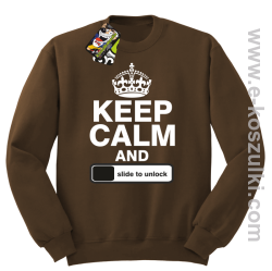 Keep calm and slide to unclock - bluza bez kaptura brązowy