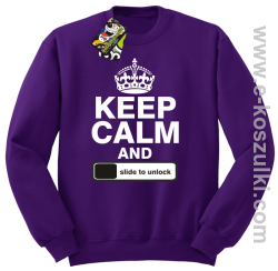Keep calm and slide to unclock - bluza bez kaptura fioletowy