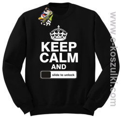 Keep calm and slide to unclock - bluza bez kaptura czarny