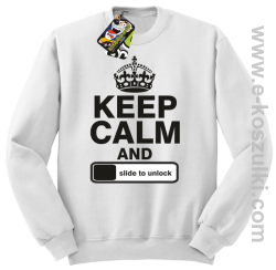 Keep calm and slide to unclock - bluza bez kaptura biały