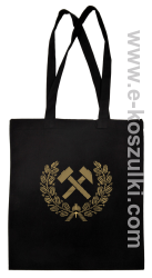 Pyrlik i żelazko Znak Górniczy herb górnictwa Logo - torba z nadrukiem czarna