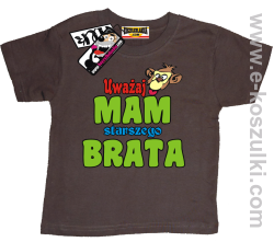 Uważaj mam starszego brata koszulka dziecięca - brązowy