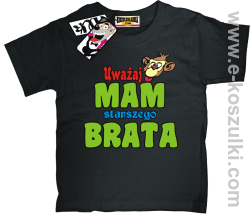 Uważaj mam starszego brata koszulka dziecięca - czarny