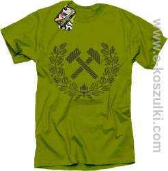 Pyrlik i żelazko Znak Górniczy herb górnictwa Logo - koszulka męska kiwi