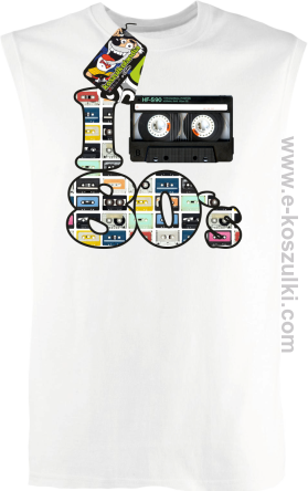I love 80`s mix tape kaseta magnetofonowa - bezrękawnik męski  biały