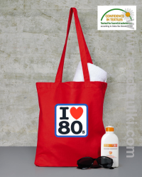 I love 80s - torba bawełniana czerwony
